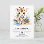 Giraffe's Whimsical Safari Geburtstag Einladung (Stehend Vorderseite)