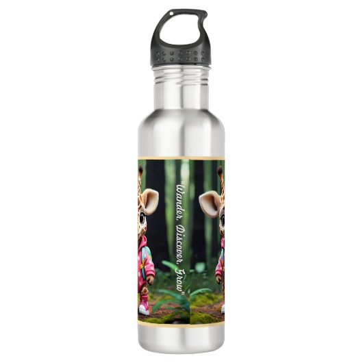 "Giraffe's Wild Discovery" Edelstahlflasche (Vorderseite)