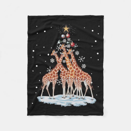 Giraffes Xmas Tree Giraffe Christmas Tree Merry Ch Fleecedecke (Vorderseite)