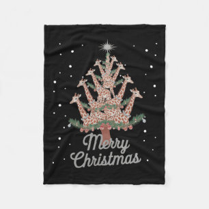 Giraffes Xmas Tree Giraffe Weihnachtsbaum Merry Ch Fleecedecke