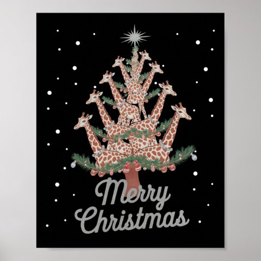Giraffes Xmas Tree Giraffe Weihnachtsbaum Merry Ch Poster (Vorne)