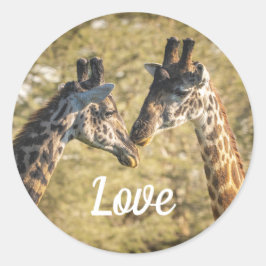 Giraffs auf der Liebe Runder Aufkleber