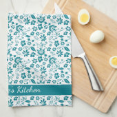 Giral Tropical Aquamarin Turquoise Blume Geschirrtuch (Viertel Falte)