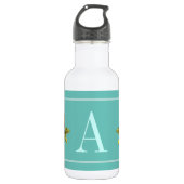Giralblümchen und aquamarin Personalisiert Edelstahlflasche (Vorderseite)