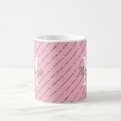 Giralblush Pink Glitzer Streifen Monogramm Kaffeetasse (Mittel)