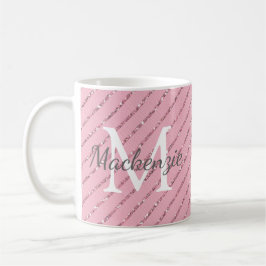 Giralblush Pink Glitzer Streifen Monogramm Kaffeetasse