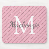 Giralblush Pink Glitzer Streifen Monogramm Mousepad (Vorne)