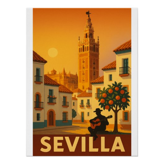 Giralda Glow - Sevilla Retro Art 2025 Poster (Vorderseite)