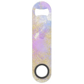Giralgold Glitzer lila Aquarellfarben-Monogramm Speed Flaschenöffner (Rückseite)