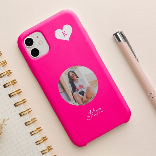 Giralheiß rosa Foto und Name personalisiert modern Case-Mate iPhone Hülle