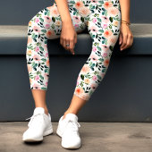 Giralpfirsich und rosa Rosen Wasserfarben Capri Leggings