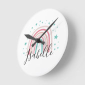 Giralpink Aqua Regenbogenskript personalisiert mod Runde Wanduhr (Winkel)