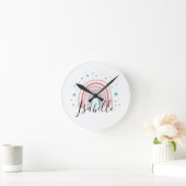 Giralpink Aqua Regenbogenskript personalisiert mod Runde Wanduhr (Zuhause)