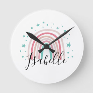 Giralpink Aqua Regenbogenskript personalisiert mod Runde Wanduhr