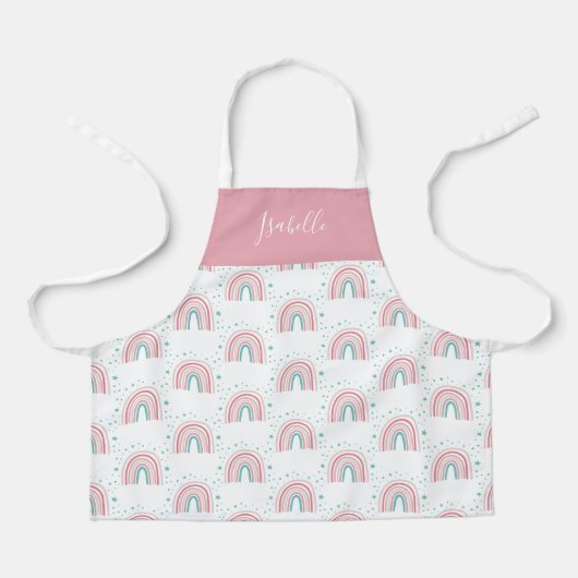 Giralpink Aqua Regenbogenskript personalisiert mod Schürze (Vorderseite)