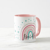 Giralpink Aqua Regenbogenskript personalisiert mod Tasse (VorderseiteRechts)