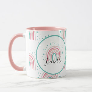 Giralpink Aqua Regenbogenskript personalisiert mod Tasse