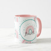 Giralpink Aqua Regenbogenskript personalisiert mod Tasse (VorderseiteRechts)
