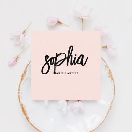 Giralpinselkalligrafie Minimalistisch Blush Pink Quadratische Visitenkarte