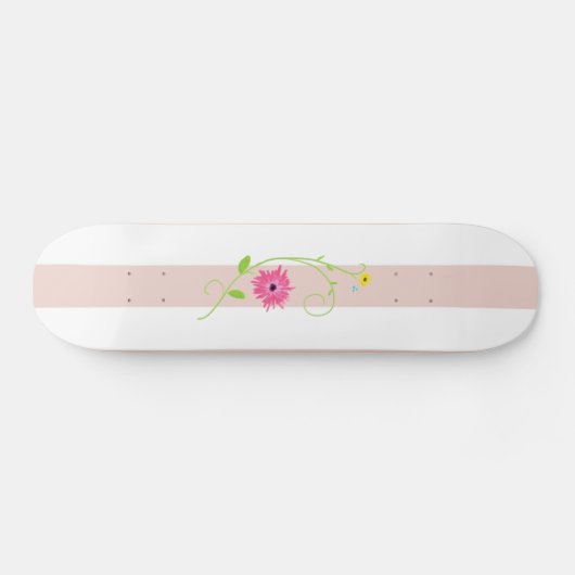 Giralrosa Blume und Streifen Skateboard (Horizontal)