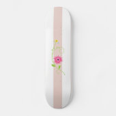 Giralrosa Blume und Streifen Skateboard (Vorderseite)