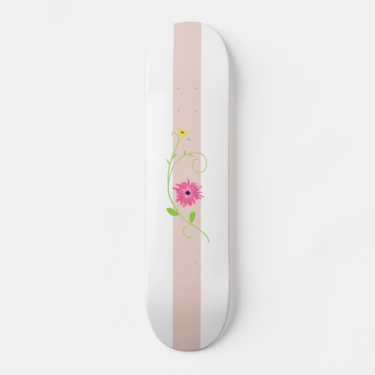 Giralrosa Blume und Streifen Skateboard (Vorderseite)
