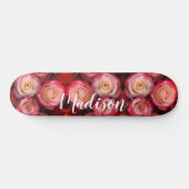 Giralrosa Floral Rose Personalisiert Name Skateboard (Horizontal)