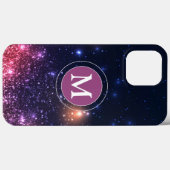 Giralrosa Glitzer Funkelnd Monogram Case-Mate iPhone Hülle (Rückseite (Horizontal))