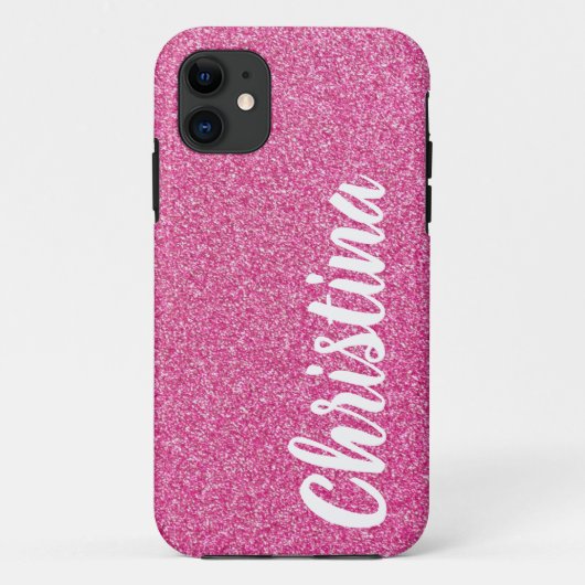 Giralrosa Glitzer Name Personalisiert Case-Mate iPhone Hülle (Rückseite)