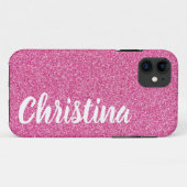 Giralrosa Glitzer Name Personalisiert Case-Mate iPhone Hülle (Rückseite (Horizontal))