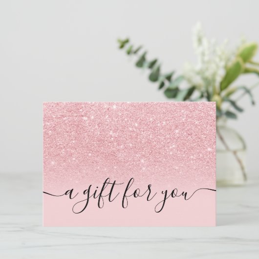 Giralrosa Glitzer ombre Glitzern Geschenkgutschein (Stehend Vorderseite)