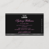 Giralrosa Glitzer Schwarz-Silber-Grenze und Logo Visitenkarte (Rückseite)