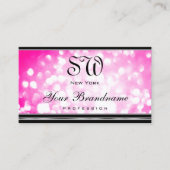 Giralrosa Glitzer Schwarzes Silber-Border-Monogram Visitenkarte (Vorderseite)