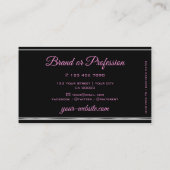 Giralrosa Glitzer Stars Schwarz und Silberstreifen Visitenkarte (Rückseite)