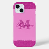 Giralrosa-Glitzer-Zackenzag, Monogramm Case-Mate iPhone Hülle (Rückseite)