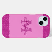 Giralrosa-Glitzer-Zackenzag, Monogramm Case-Mate iPhone Hülle (Rückseite (Horizontal))