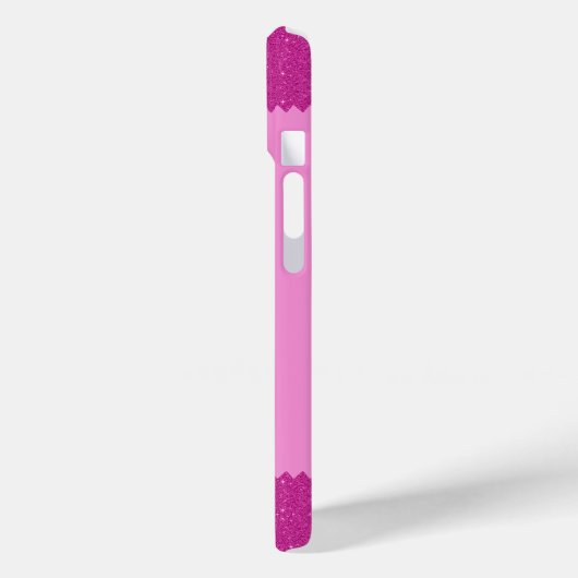 Giralrosa-Glitzer-Zackenzag, Monogramm Case-Mate iPhone Hülle (Rückseite / Links)