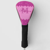 Giralrosa-Glitzer-Zackenzag, Monogramm Golf Headcover (Vorderseite)