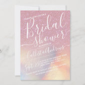 Giralrosa Imitate Iridescent Glitzer Brautparty Einladung (Vorderseite)