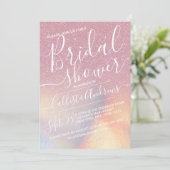 Giralrosa Imitate Iridescent Glitzer Brautparty Einladung (Stehend Vorderseite)