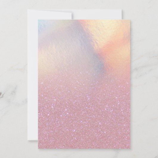 Giralrosa Imitate Iridescent Glitzer Brautparty Einladung (Rückseite)