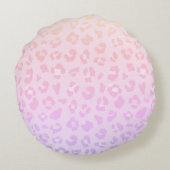 Giralrosa Leopard Print Personalisiert Monogram Rundes Kissen (Rückseite)