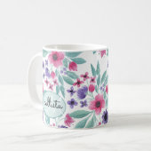 Giralrosa Lila Aquamarine Aquarellfarben Kaffeetasse (Vorderseite Links)
