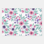 Giralrosa Lila Aquamarines Wasserfarbenmuster Geschenkpapier Set (Vorderseite)