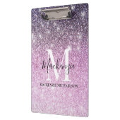 Giralrosa Lila Ombre Glitzer Monogram Name Klemmbrett (Links)