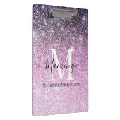 Giralrosa Lila Ombre Glitzer Monogram Name Klemmbrett (Rechts)