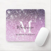 Giralrosa Lila Ombre Glitzer Monogram Name Mousepad (Mit Mouse)