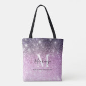 Giralrosa Lila Ombre Glitzer Monogram Name Tasche (Rückseite)