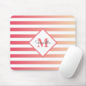 Giralrosa Peach Ombre Streifen Monogramm Mousepad (Mit Mouse)
