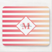 Giralrosa Peach Ombre Streifen Monogramm Mousepad (Vorne)